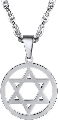 PROSTEEL Collar con colgante y cadena de acero inoxidable de la estrella de David judía, joyería de Israel para hombres y mujeres