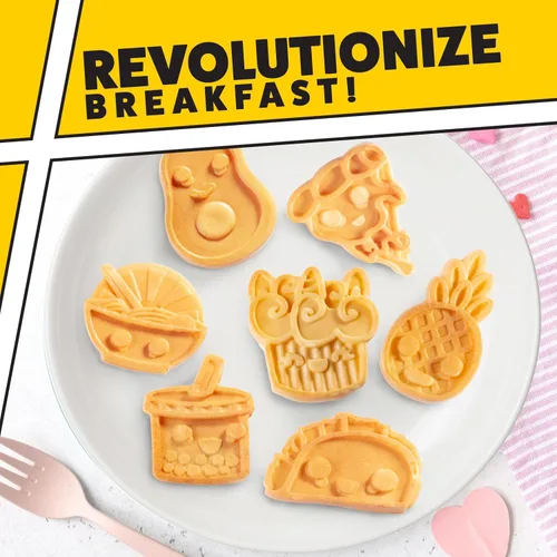 Miniatura 7 de Fun Food Friends - Mini waflera – 7 diferentes estilo kawaii diseño de tartas. Pizza de aguacate Ramen Taco y más – plancha de oblea antiadherente
