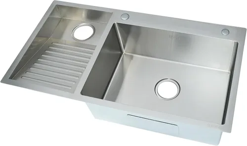 Miniatura 10 de Fregadero Utilitario de Lavandería con Tabla de Lavar, Fregadero de Cocina de Acero Inoxidable de Doble Tazón, Fácil de Limpiar, para Casa, Piscina