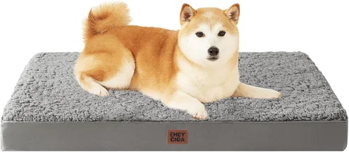 Miniatura 77 de EHEYCIGA Cama ortopédica de espuma para perros grandes, 35 pulgadas de largo x 23 pulgadas de ancho x 3.5 pulgadas de alto, gris claro