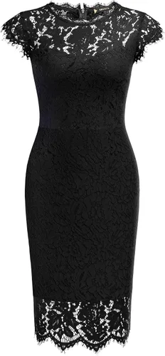 Miniatura 5 de Miusol - Vestido para mujer retro de encaje floral, ajustado, vestido de noche, para cóctel, minivestido