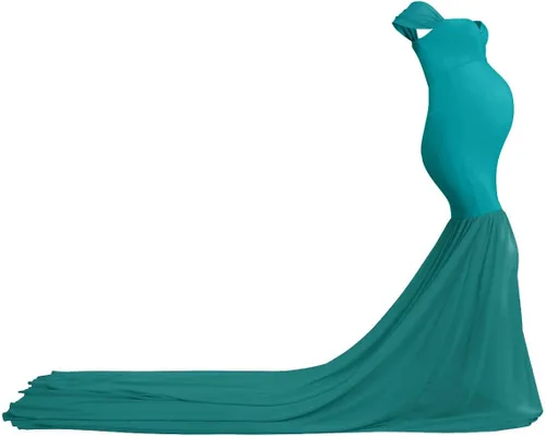 Miniatura 3 de Vestido de maternidad para mujer para fotografía, sirena con hombros descubiertos, ajustado, vestido de gasa, holgado, para baby shower, maxi