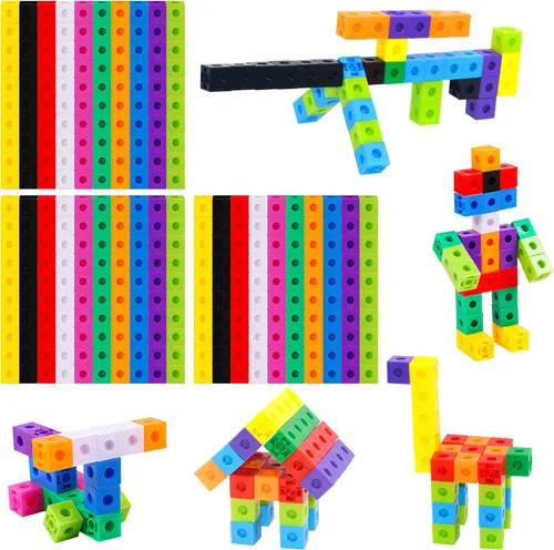 Miniatura 14 de SpriteGru - Juego de 100 cubos de enlace matemático, cubos matemáticos manipulativos que se conectan y cuentan, bloques de construcción