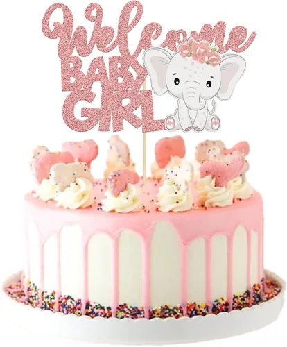Miniatura 10 de Gyufise 1 pieza de decoración de pastel de bebé con purpurina dorada para baby shower, elefante para pasteles, decoración para recién nacidos
