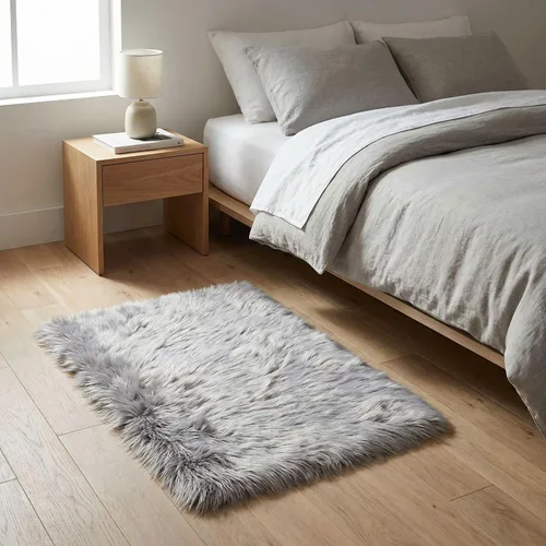 Miniatura 32 de Super Area Rugs - Alfombra de piel de oveja suave y esponjosa Gris oscuro