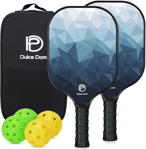 Miniatura 25 de Dulce DOM Juego de 2/4 palas de pickleball aprobadas por USAPA, 4 bolas de pickleball para interiores y exteriores, raqueta de superficie de fibra
