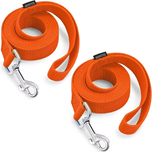 Miniatura 50 de AMAGOOD 6 pies de correas para cachorros/perros, correa de estilo tradicional resistente con gancho de cuello fácil de usar, correa para perros Negro