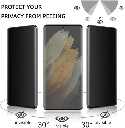 Miniatura 3 de Protector de pantalla de privacidad para Samsung Galaxy S21 Ultra 5G, vidrio templado, [2 unidades] 3D curvado cobertura completa antiespía