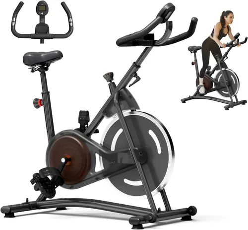 Miniatura 7 de Hillhub Bicicleta estática, bicicletas estacionarias para el hogar con sensor de pulso de agarre y ajuste de resistencia continuo, bicicleta de Negro