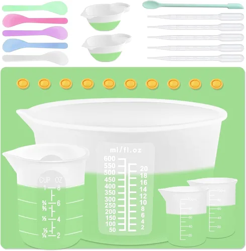 Miniatura 8 de 6 piezas de juego de tazas de silicona, 500ml, 250ml y 125ml para tazas medidoras de silicona de epoxi, tazas de mezcla antiadherentes, moldes