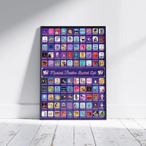 Miniatura 9 de Póster para raspar con 100 espectáculos de teatro musical, regalo para fanáticos del teatro musical y amantes de Broadway, 23 x 17 pulgadas