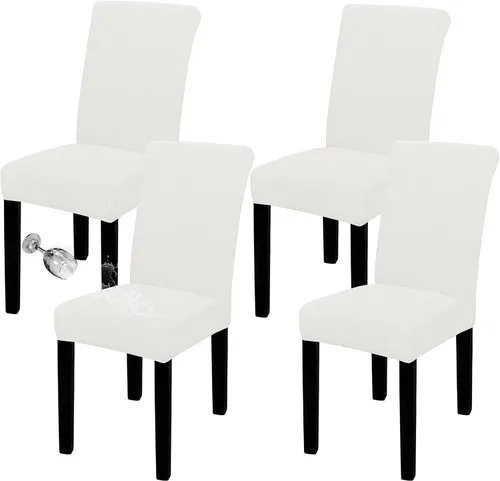 Miniatura 11 de Easy-Going - Juego de 2 fundas para sillas de comedor 100% impermeables, de tela Jacquard elástica, fundas protectoras removibles y lavables