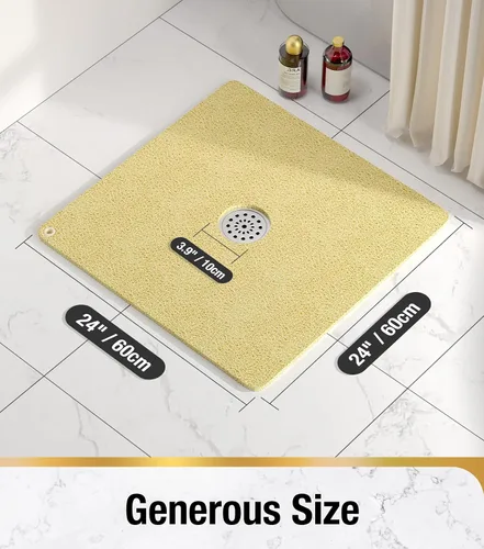Miniatura 3 de HITSLAM Alfombrilla de ducha, de 24x24 pulgadas cuadrada, alfombrilla de bañera antideslizante, alfombrilla de baño de lúfa de PVC suave para bañera