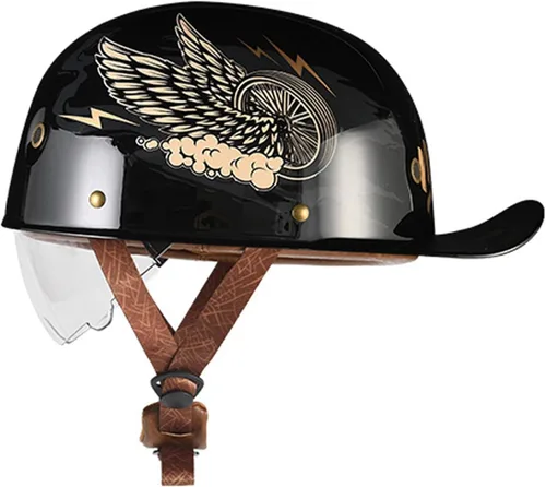 Miniatura 11 de Medio casco de motocicleta vintage, casco de béisbol de moda, certificación DOT/ECE, casco de motocicleta para hombres y mujeres