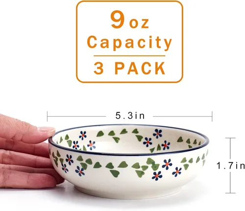 Miniatura 4 de Howise - Cuencos de cerámica para gatos, 5.3 pulgadas, platos para comida y agua, paquete de 3 cuencos poco profundos para gatos de interior, azul