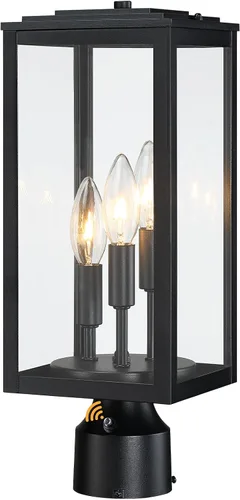 Miniatura 9 de Luz de poste de 16.6 pulgadas para exteriores, lámpara grande de 3 luces, moderna iluminación exterior de pilar impermeable, poste de farol