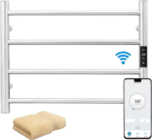 Miniatura 11 de KEG Calentador de toallas montado en la pared con temporizador incorporado 4 barras de acero inoxidable eléctrico calentado toallero para baño