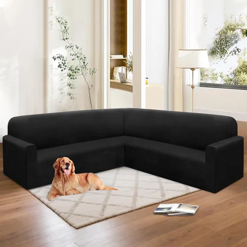 Miniatura 6 de HDCAXKJ Fundas de sofá seccional de esquina de terciopelo elástico en forma de L, juego de fundas deslizantes suaves y gruesas en forma de U