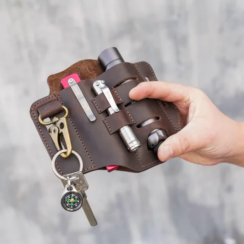 Miniatura 2 de Funda de cuero EDC, organizador de bolsillo de cuero multiherramienta