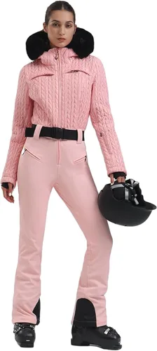 Miniatura 5 de GSOU SNOW Traje de esquí para mujer, traje de nieve delgado de una pieza, chaqueta de nieve, impermeable, resistente al viento, deportes al aire
