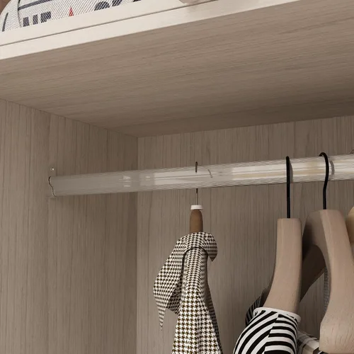 Miniatura 4 de Armario grande, armario de madera con puertas de vidrio esmerilado, armario para dormitorio con 2 cajones, barra para colgar y organizar