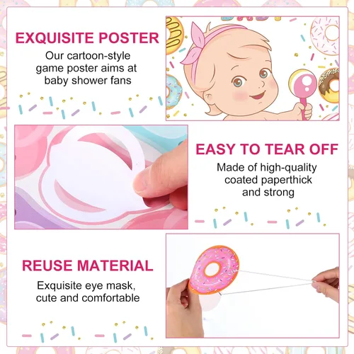 Miniatura 4 de Faccito Pin The Chupete Juego de baby shower, decoración de fiesta de baby shower, incluye póster grande, 24 calcomanías para chupete, juego