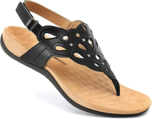Miniatura 5 de Athlefit Sandalias ortopédicas para mujer, sandalias ortopédicas ajustables de verano con soporte de arco