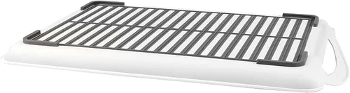 Miniatura 4 de Paquete de 4 bandejas antideslizantes para servir con asas, bandeja rectangular de silicona para comer, hogar, restaurante, blanco, 16.5 x 11.4 x