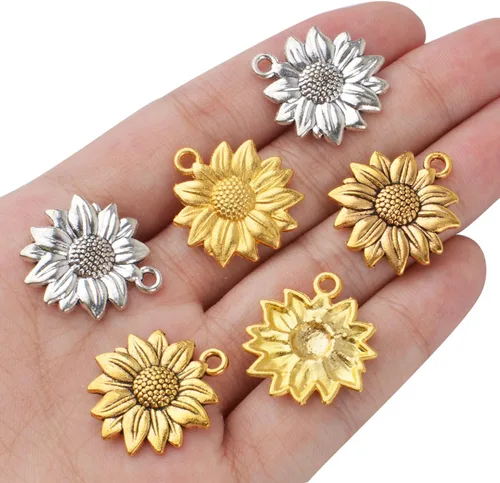 Miniatura 7 de BronaGrand 60pcs Sunflower Pendant Charms Alloy Sunflower Bead Charms Flower Charms Pendants Craft Supplies for DIY Jewelry Earrings Necklace