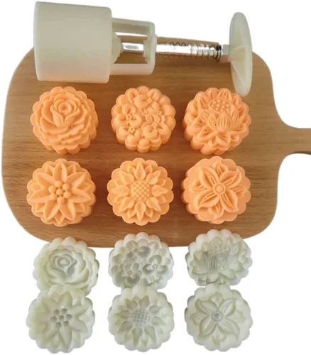 Miniatura 11 de Molde de pastel de luna para festival de mediados de otoño, herramienta de pastelería DIY, moldes de pastel de luna a presión de mano, postigos