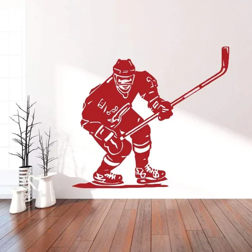 Miniatura 7 de Hockey Wall Decor - Personalized Player With Stick - Vinyl Sticker For Teen, Boy's Bedroom or Playroom - Sports Decorations