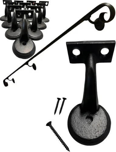 Miniatura 7 de Soporte de pasamanos, hierro fundido, pasamanos de escalera, resistente, soldado, soporte de montaje, juego de 3