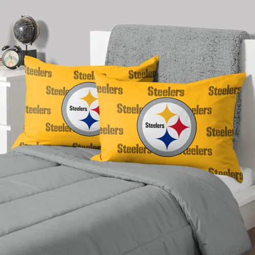 FOCO NFL Fundas de almohada con logotipo grande del color del equipo, 2 unidades de tamaño estándar