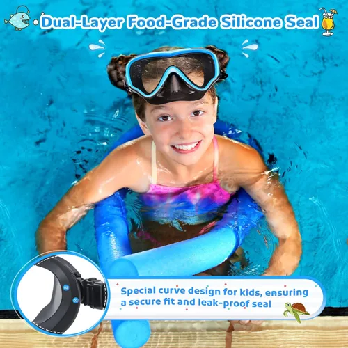 Miniatura 2 de VegoVia Gafas de natación para niños con cubierta para la nariz, antiempañamiento de visión amplia, máscara de natación transparente para niños