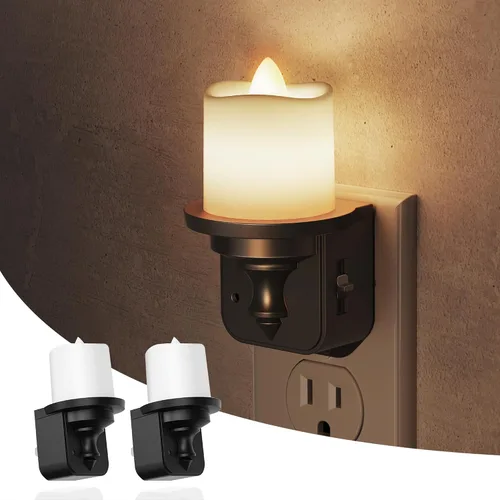Miniatura 8 de L LOHAS LED - Luz de noche en forma de vela sin llama, luz nocturna enchufable, sensor de crepúsculo a amanecer regulable con rotación de 350°