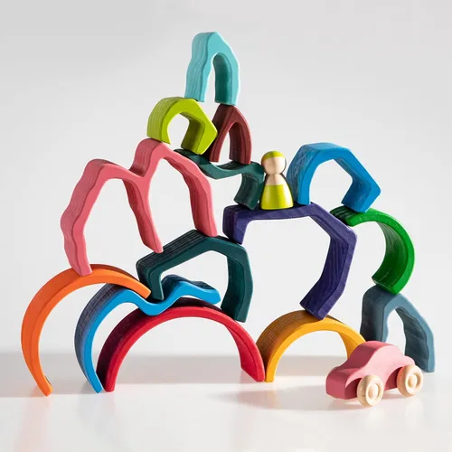 Miniatura 6 de Juguete apilable de madera de arco iris, apilador de madera con elementos de fuego, bloques apilables de varias formas, Waldorf y Montessori juguete