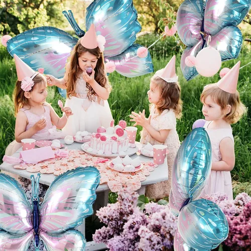 Miniatura 3 de Poen 12 globos de mariposa moradas de 40 pulgadas a granel, globos de mariposa de hadas para decoraciones temáticas de mariposas, bodas, cumpleaños