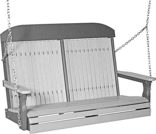 Miniatura 16 de LuxCraft Columpio clásico de poliéster de 4 pies con respaldo alto, fabricado con plásticos reciclados, fabricado en Estados Unidos (caoba antigua)