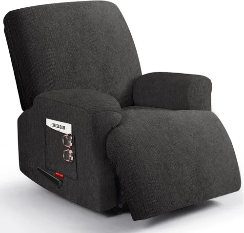 Miniatura 41 de 3 fundas elásticas para sillas reclinables, fundas de tela de felpa y protectores duraderos de muebles para niños y mascotas (1 plaza, negro)