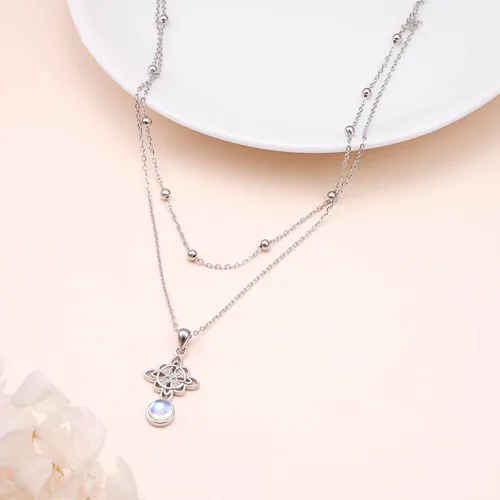 Miniatura 9 de FLYOW Collar con colgante de nudo celta de plata de ley 925 de buena suerte irlandés para mujer, regalo de cumpleaños y graduación