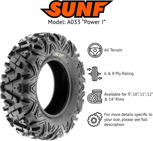 Miniatura 4 de SunF Neumáticos todo terreno 23x8-11 24x9-11 ATV UTV 6 PR POWER I A033 - PAQUETE
