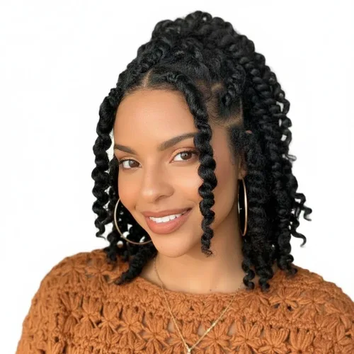 Miniatura 27 de Fulcrum Cabello Passion Twist de 6 pulgadas, 8 paquetes de cabello de ganchillo Passion Twist para mujeres negras, cabello pretrenzado de ganchillo