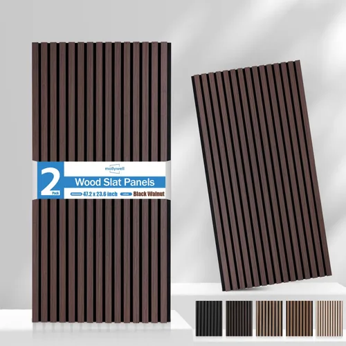 Miniatura 9 de Mollywell Paneles de madera para pared, instalación que ahorra tiempo, decoración de pared de listones de madera versátil, diseño acanalado mejorado