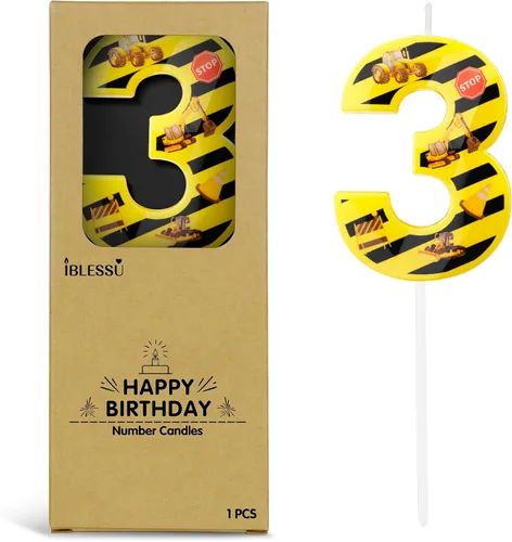 Miniatura 21 de Velas de cumpleaños de autos de carreras número 3, velas de cumpleaños a cuadros negros y blancos de 2.68 pulgadas, velas de números con temática