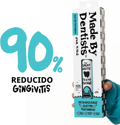 Miniatura 6 de Made by Dentists Cepillo de dientes eléctrico para niños, cepillo de dientes vibratorio recargable con temporizador, incluye 6 cabezales