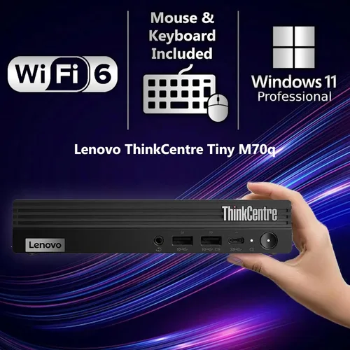 Miniatura 4 de Lenovo ThinkCentre Tiny M70q G5 Intel Deca Core i5-14400T (Supera al i7-13700T), 16GB DDR5, 512GB NVMe, DisplayPort, HDMI, WiFi 6, RJ-45, Teclado