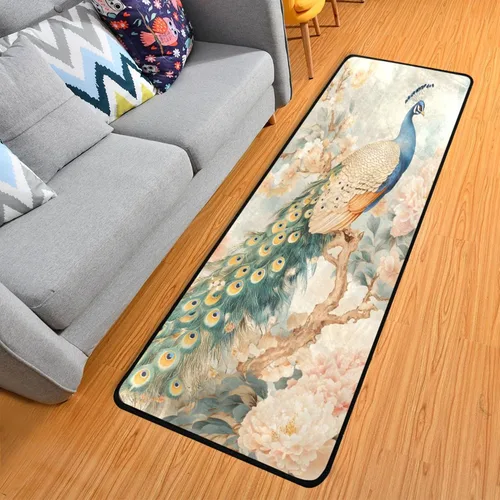 Miniatura 21 de MNSRUU Alfombra larga para pasillo colorido conchas en azul interior exterior alfombra antideslizante entrada alfombra para pasillo cocina piso 72 x