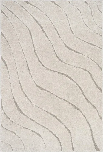 SAFAVIEH Colección Florida Shag - Alfombra de acento de 2'3" x 4', color crema y beige, sin desprendimiento y de fácil cuidado, 1.2 pulgadas de