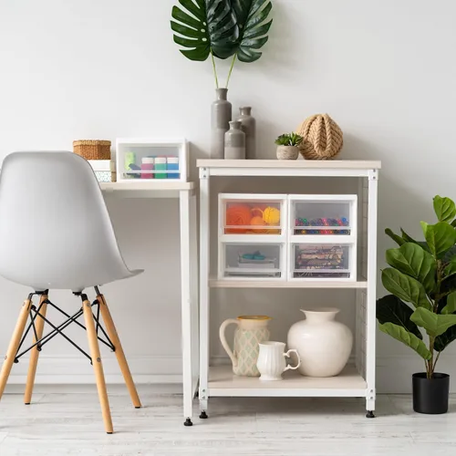 Miniatura 8 de IRIS USA Organizador de almacenamiento de cajones de plástico de 6 cuartos de galón, paquete de 2, unidad apilable con cajón deslizante