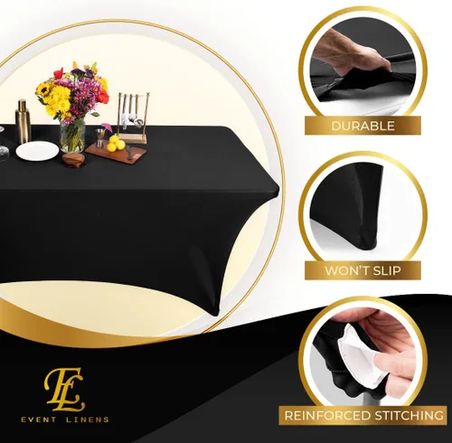 Miniatura 6 de Mantel rectangular de lino de elastano de 8 pies, funda ajustable para mesa plegable de 8 pies, ropa de cama de boda, paños de banquete, fundas